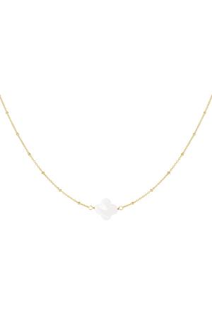 Collier Coquillage Trèfle Couleur Or Acier Inoxydable h5 