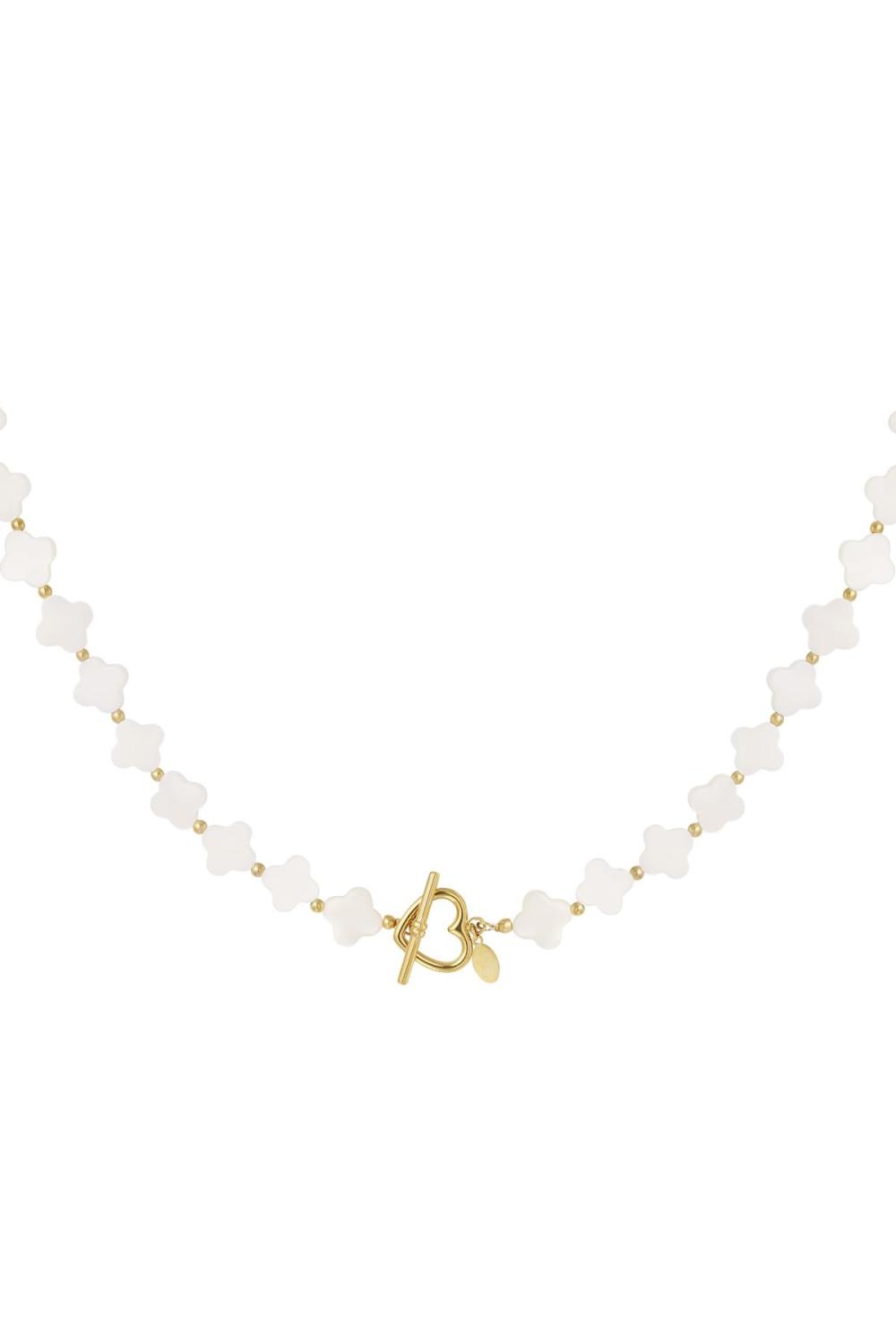 Collier Coquillages Trèfles Couleur Or Acier Inoxydable 