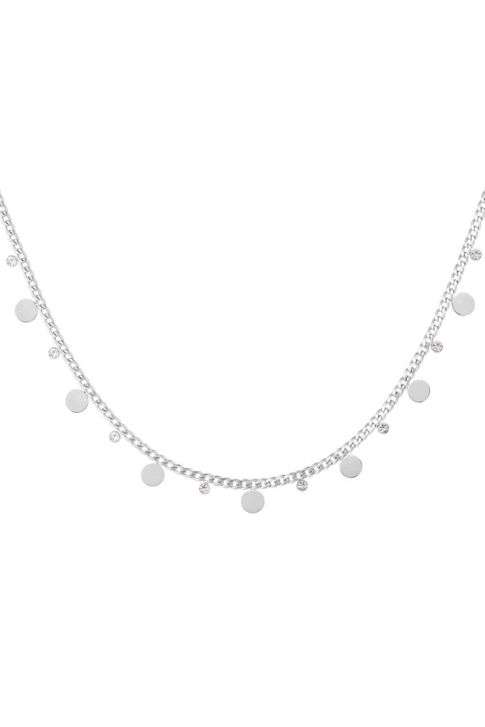 Collier Avec Cricels Et Strass Argenté Acier Inoxydable