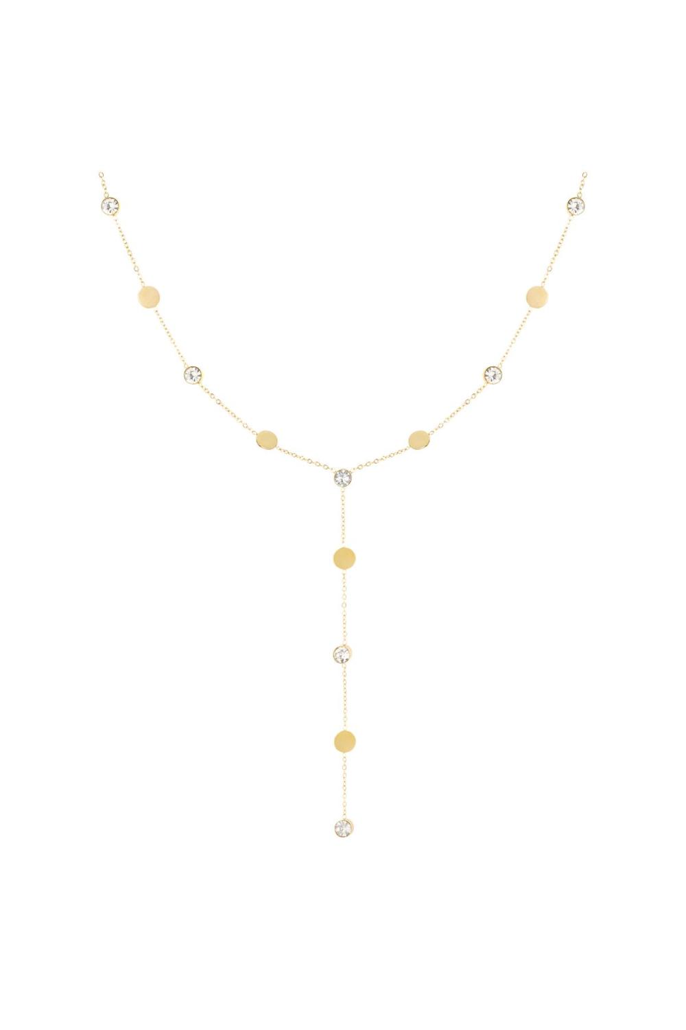 Sautoir Strass Couleur Or Acier Inoxydable 