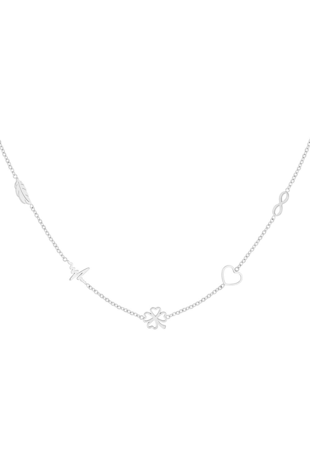Collier Minimaliste Avec Breloques Argenté Acier Inoxydable 
