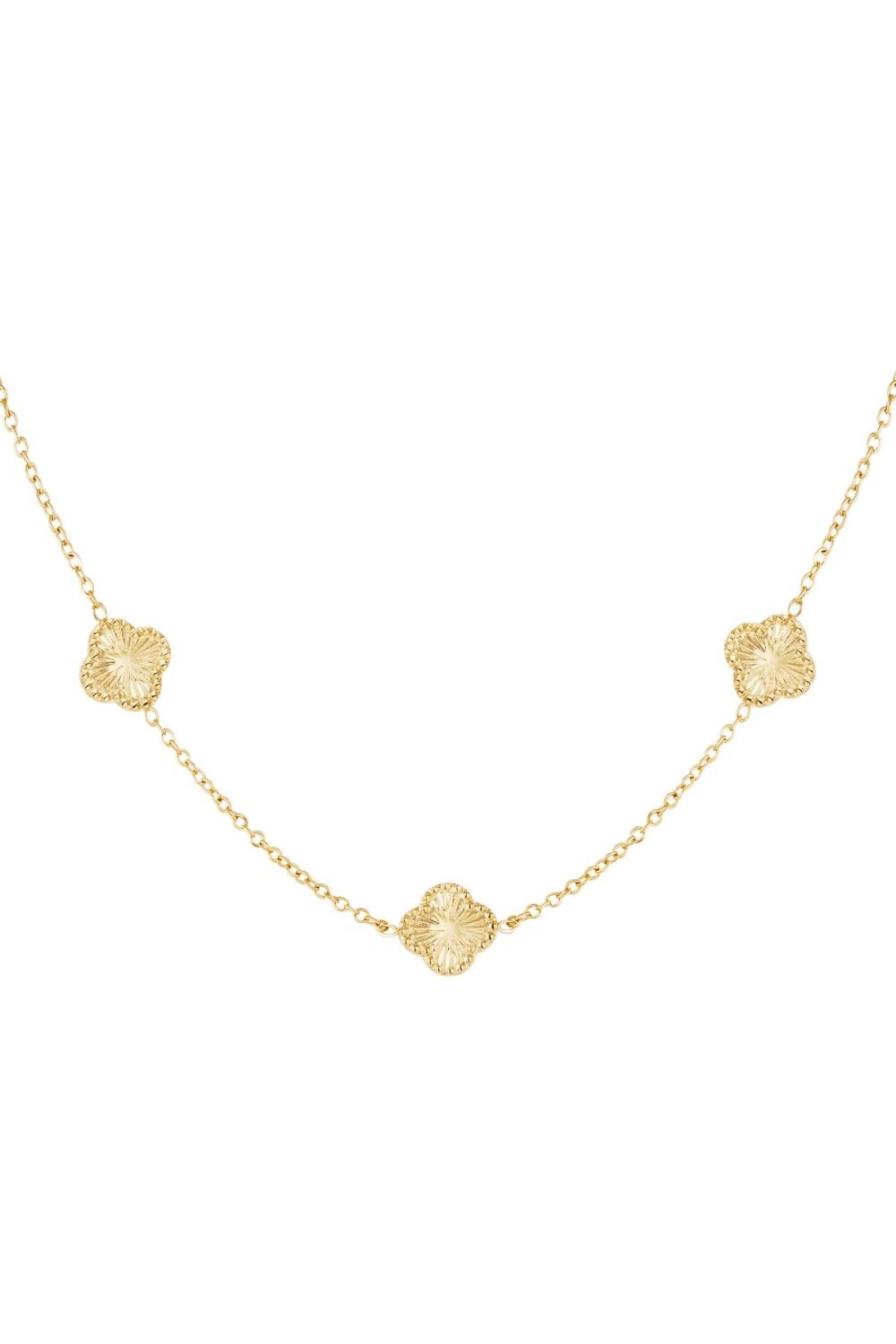Collier Trèfle Avec Motif Couleur Or Acier Inoxydable 