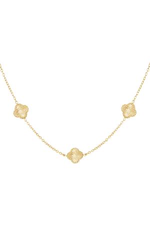 Collier Trèfle Avec Motif Couleur Or Acier Inoxydable h5 