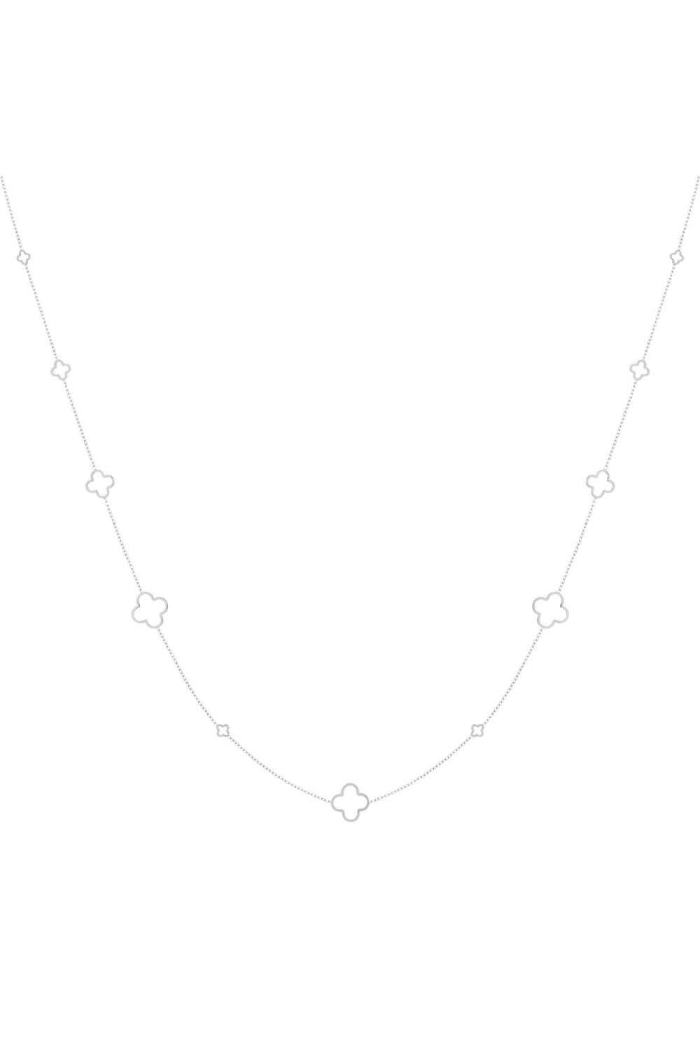 Collier Long Trèfles Argenté Acier Inoxydable 