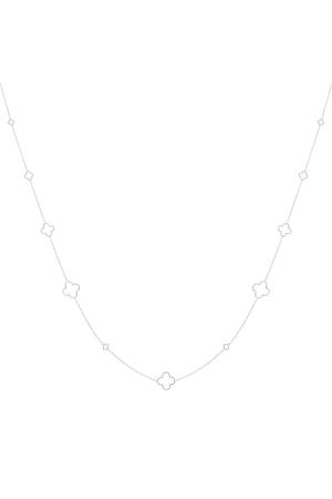 Collier Long Trèfles Argenté Acier Inoxydable h5 
