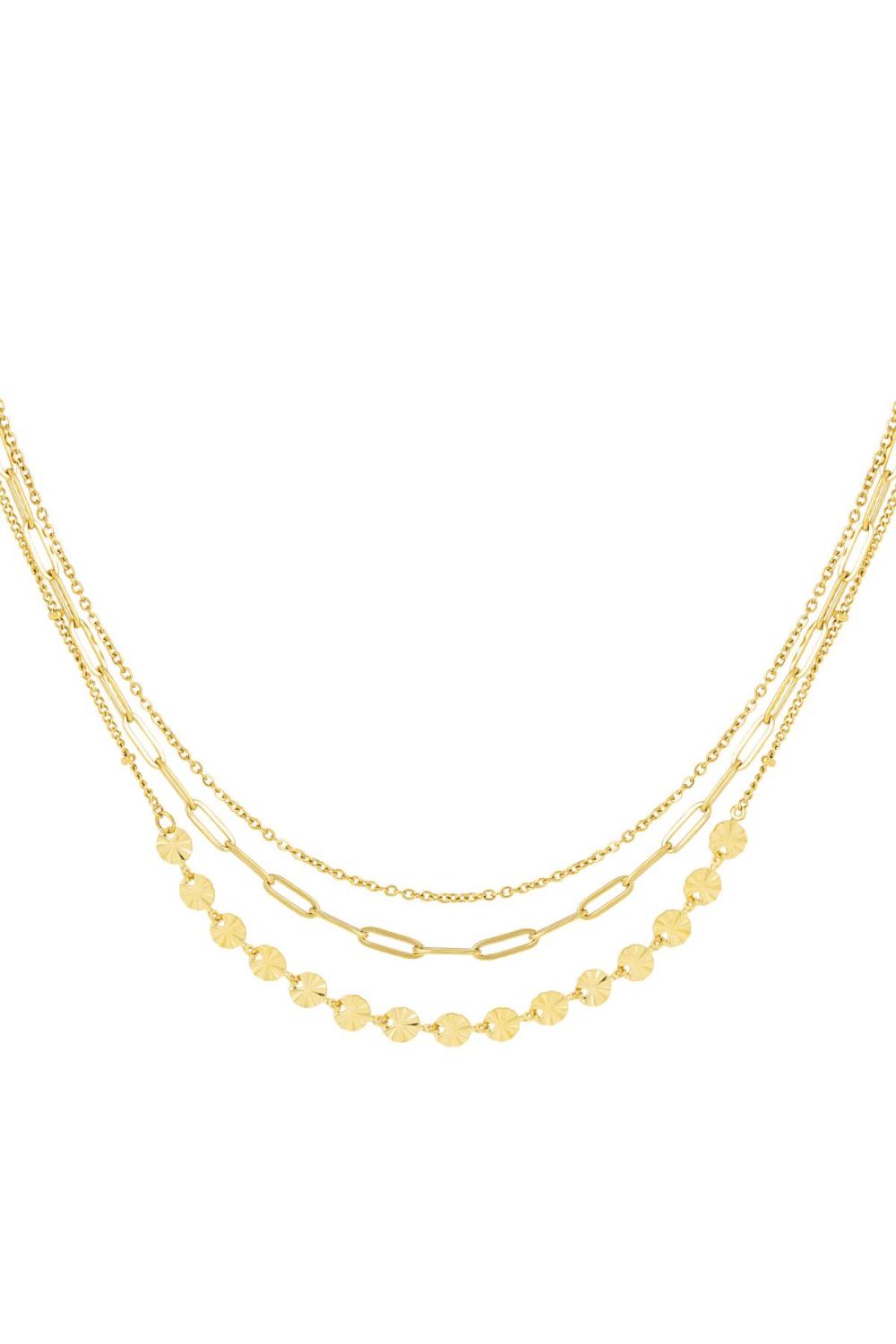 Collier 3 Couches Couleur Or Acier Inoxydable 