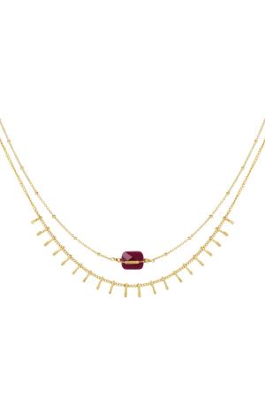 Collier Avec Détails - Collection Pierres Naturelles Couleur Orange & Couleur Or Stone h5 