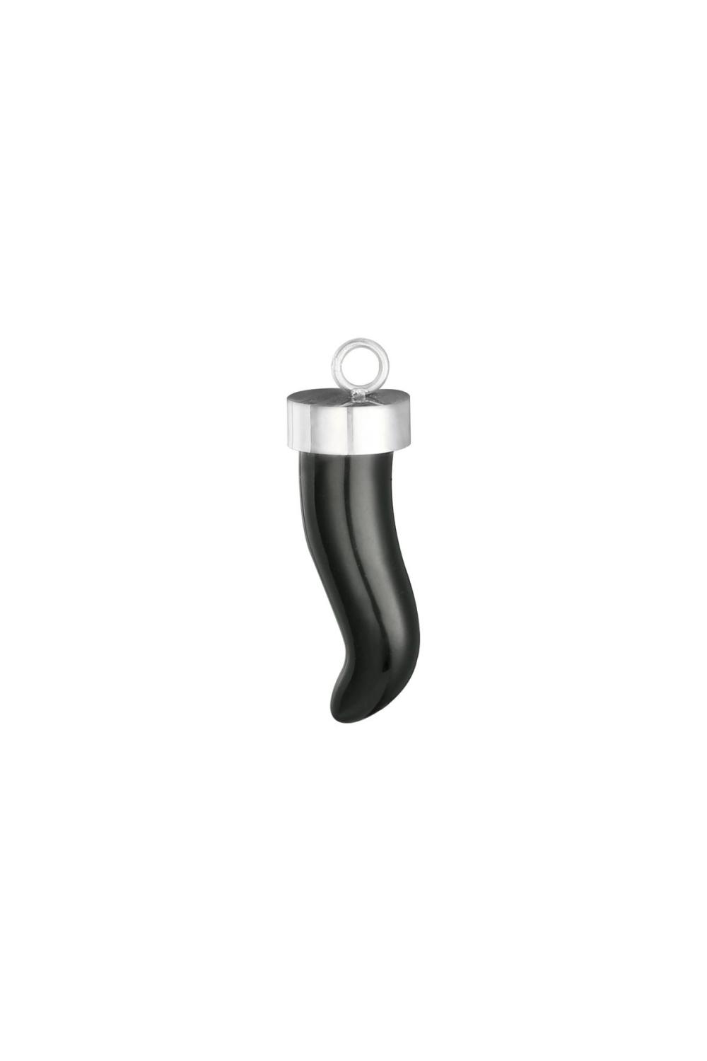 Charm Horn Noir & Argenté Acier Inoxydable