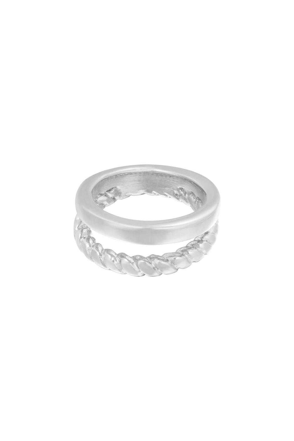 Bague Doubled Argenté Acier Inoxydable 16 