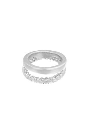 Bague Doubled Argenté Acier Inoxydable 16 h5 