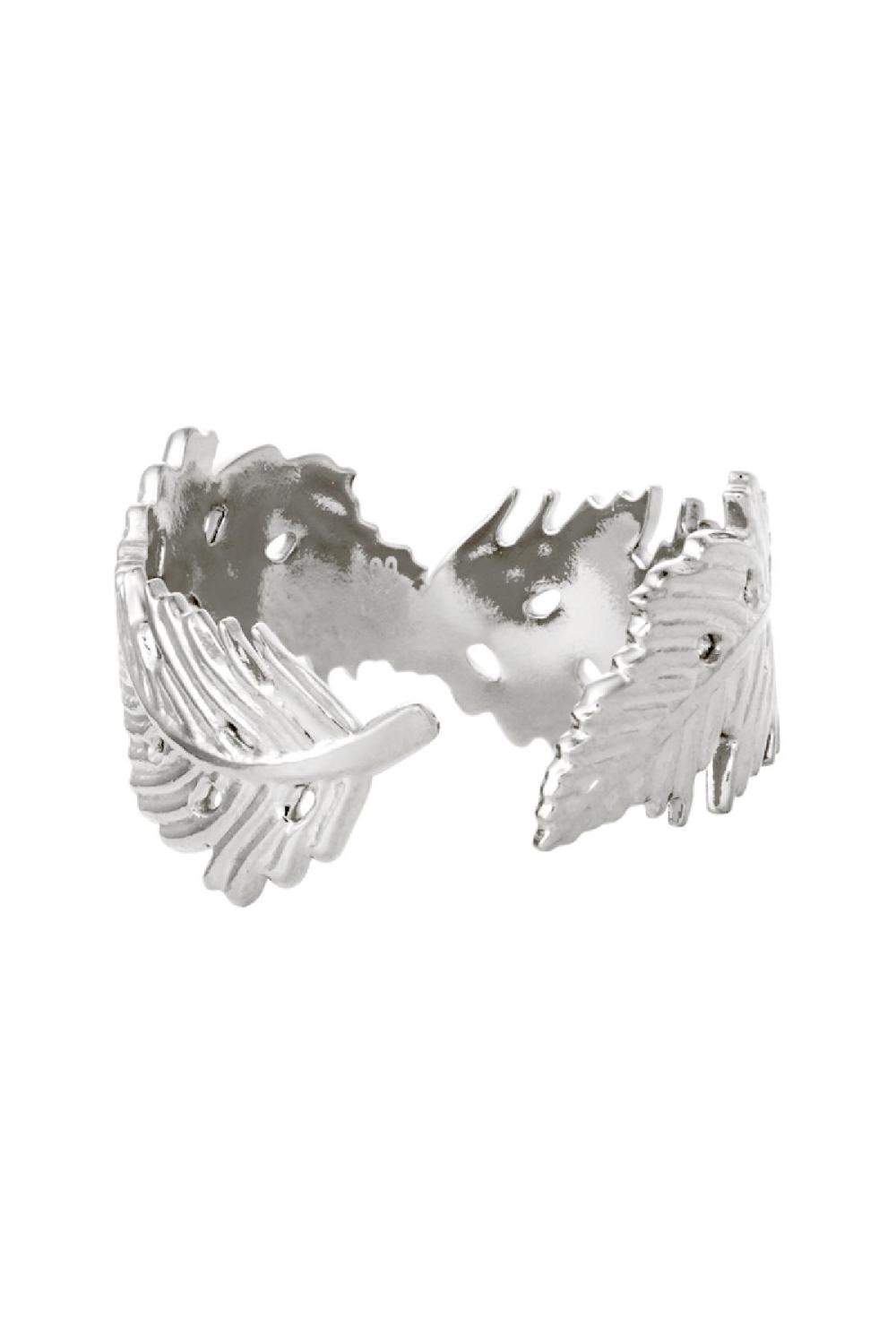 Bague Wavy Leaf Argenté Acier Inoxydable One Size Image2