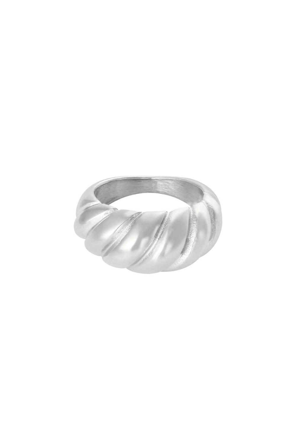 Bague Large Baguette Argenté Acier Inoxydable 16 