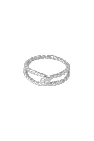 Bague Twisted Rope Argenté Acier Inoxydable 16 h5 