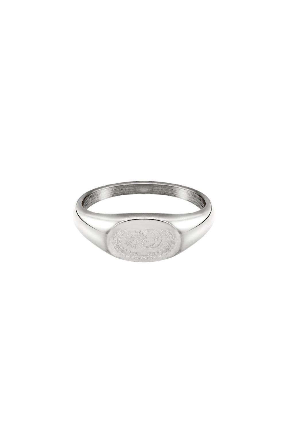 Bague Sun & Moon Argenté Acier Inoxydable 16 