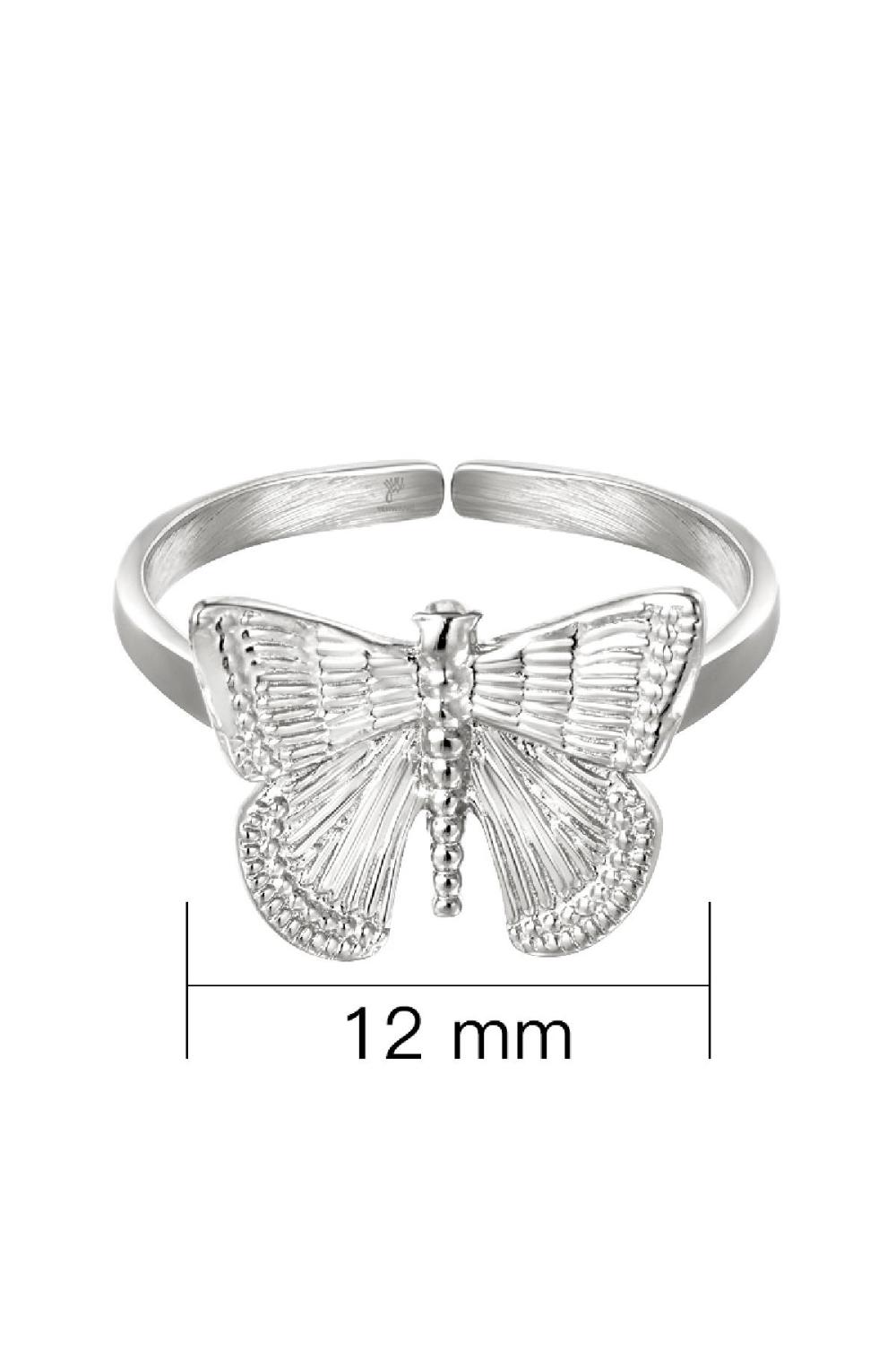 Bague Butterfly Argenté Acier Inoxydable One Size Image2