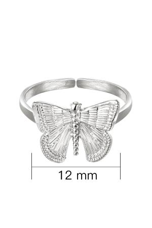 Bague Butterfly Argenté Acier Inoxydable One Size h5 Image2