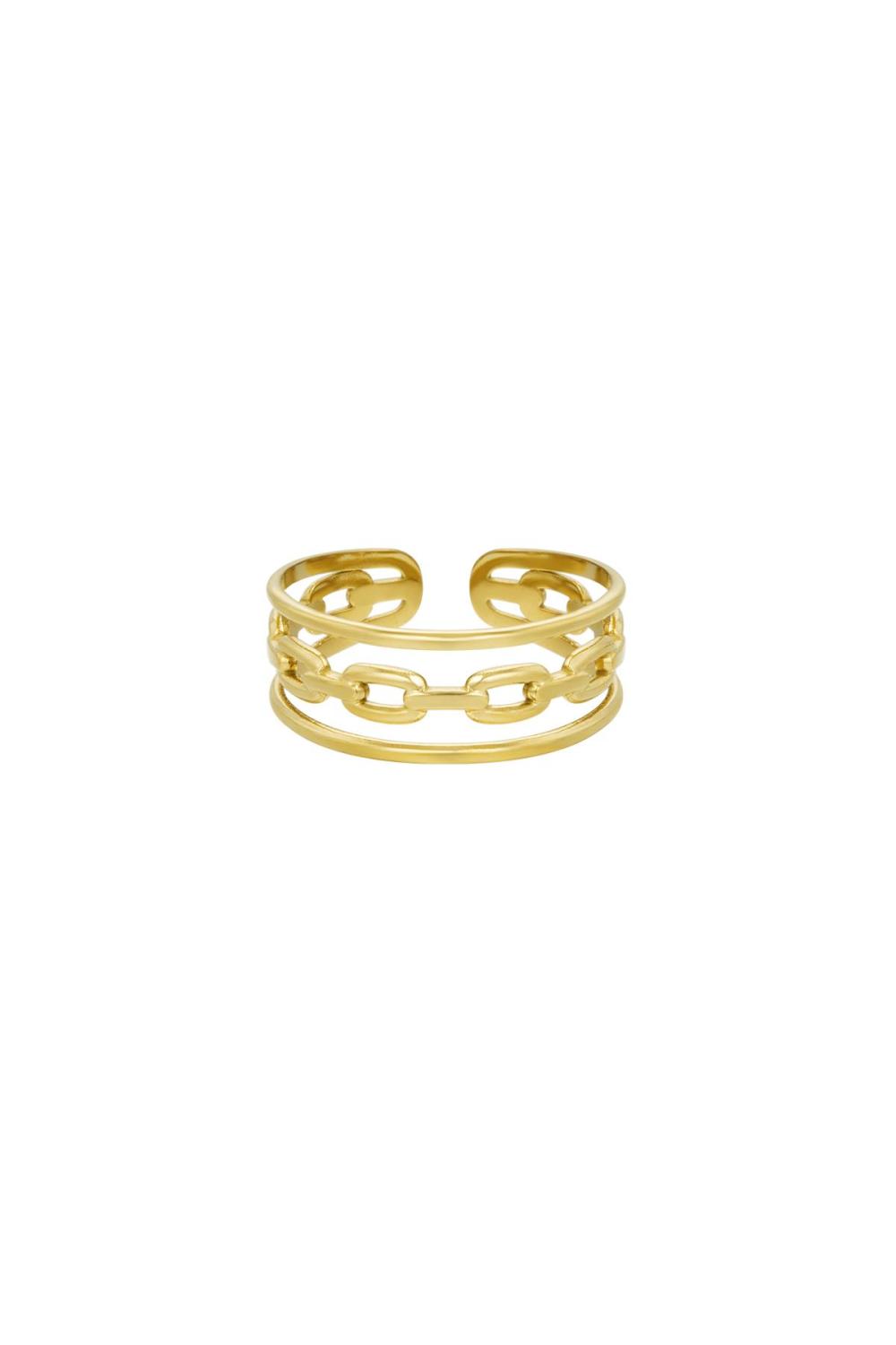 Bague Triple Couleur Or Acier Inoxydable One Size 