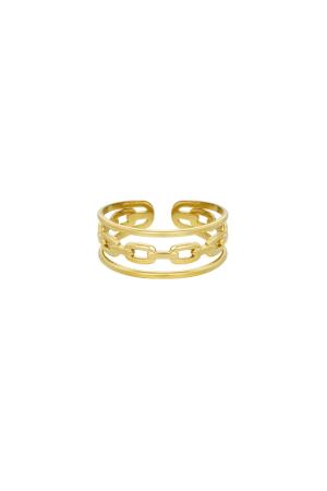Bague Triple Couleur Or Acier Inoxydable One Size h5 
