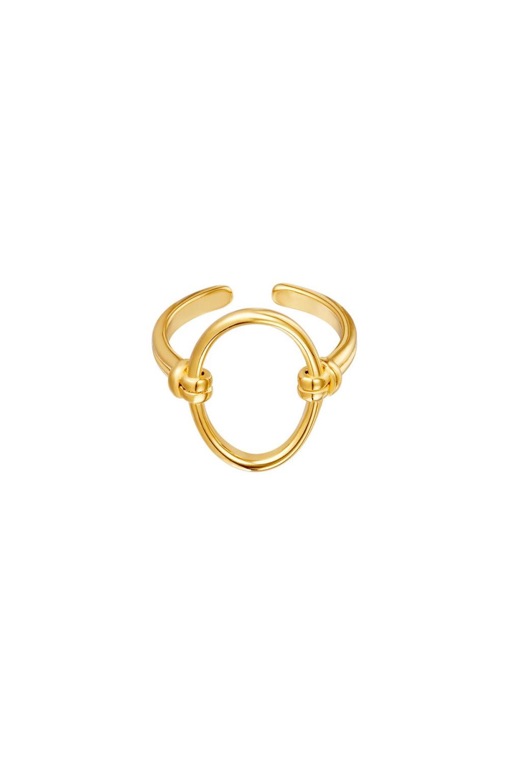 Bague Ouverte Ovale Couleur Or Acier Inoxydable One Size