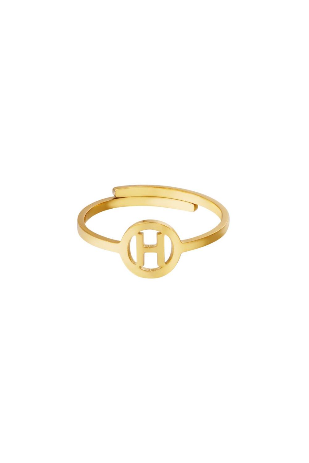 Initiale De Bague En Acier Inoxydable Couleur Or 