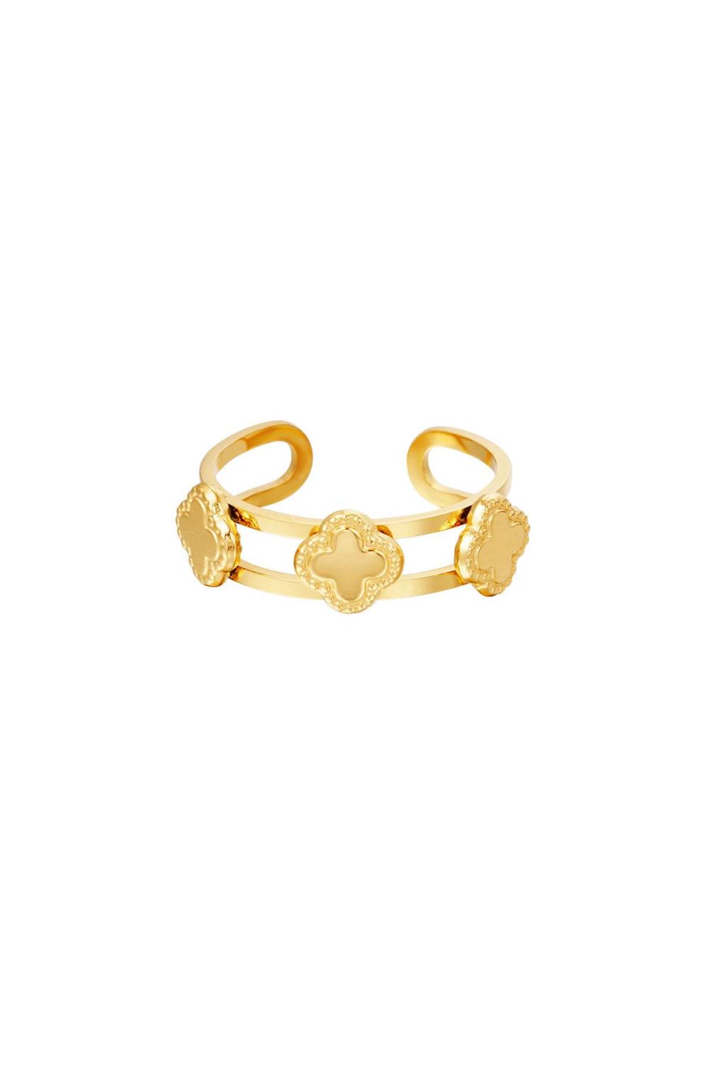 Bague Trois Trèfles Couleur Or Acier Inoxydable One Size 