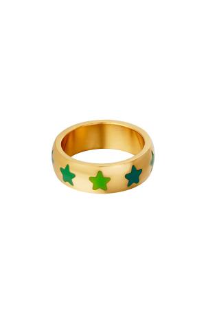 Bague En Acier Inoxydable Avec Étoiles Vert 16 h5