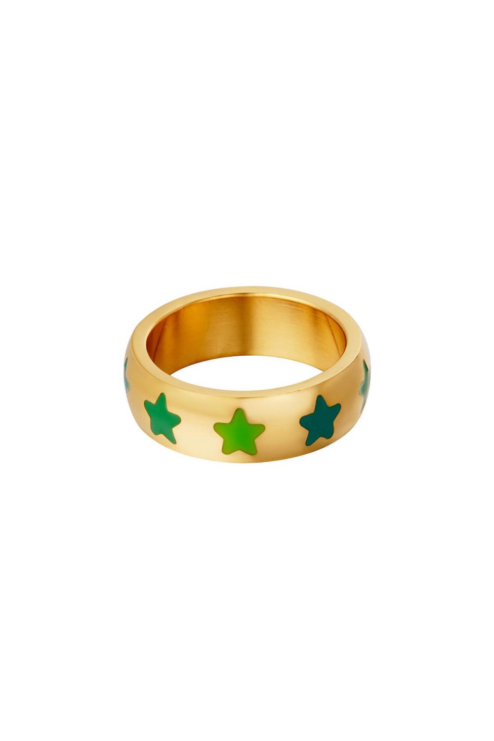 Bague En Acier Inoxydable Avec Étoiles Vert 16