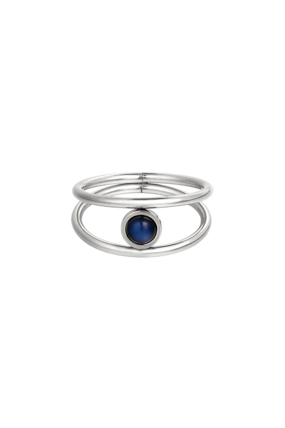 Bague En Acier Inoxydable Avec Pierre Émaillée Argenté 16
