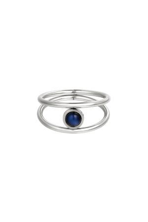 Bague En Acier Inoxydable Avec Pierre Émaillée Argenté 16 h5