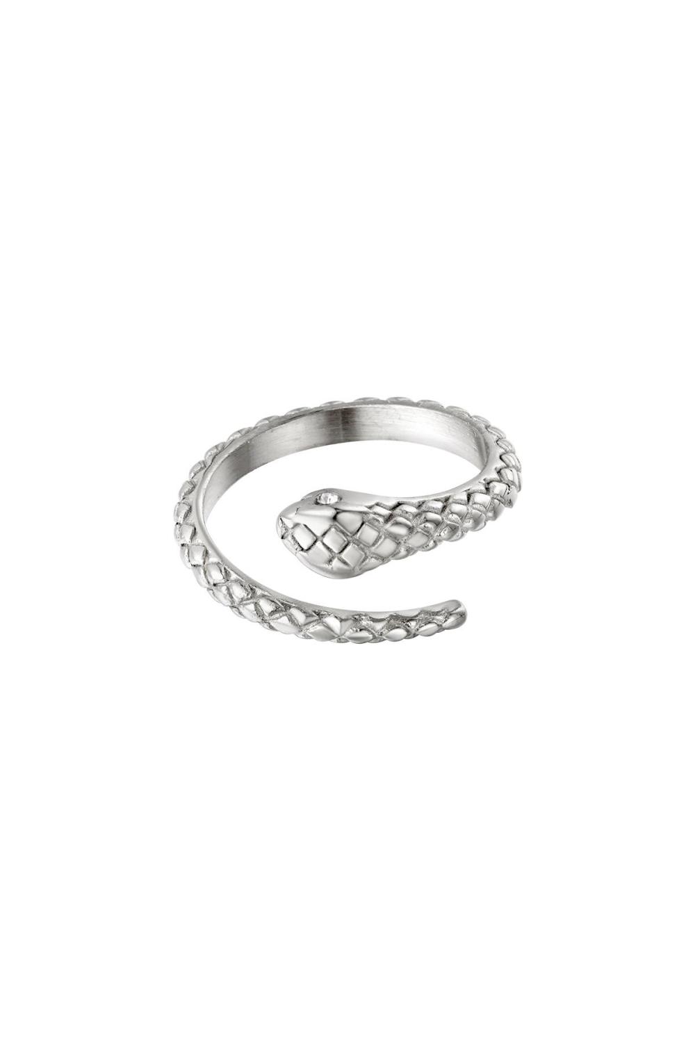 Bague Serpent En Acier Inoxydable Avec Pierre Zircon Argenté One Size