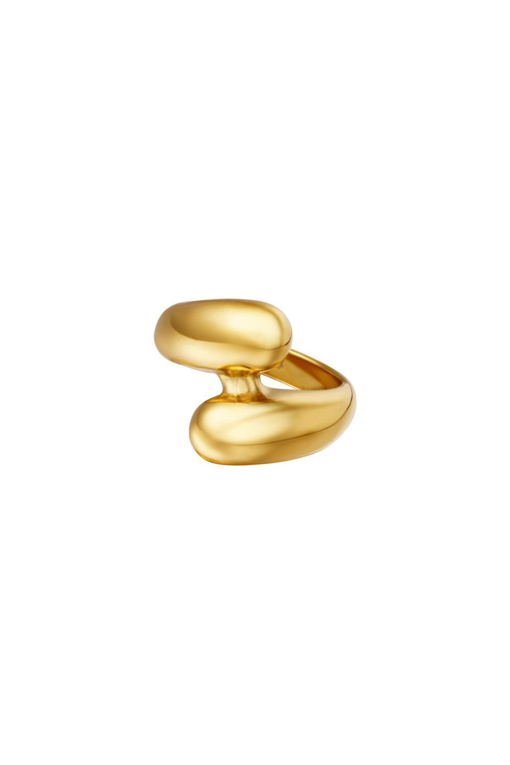 Bague Double Tour Couleur Or Acier Inoxydable 16 
