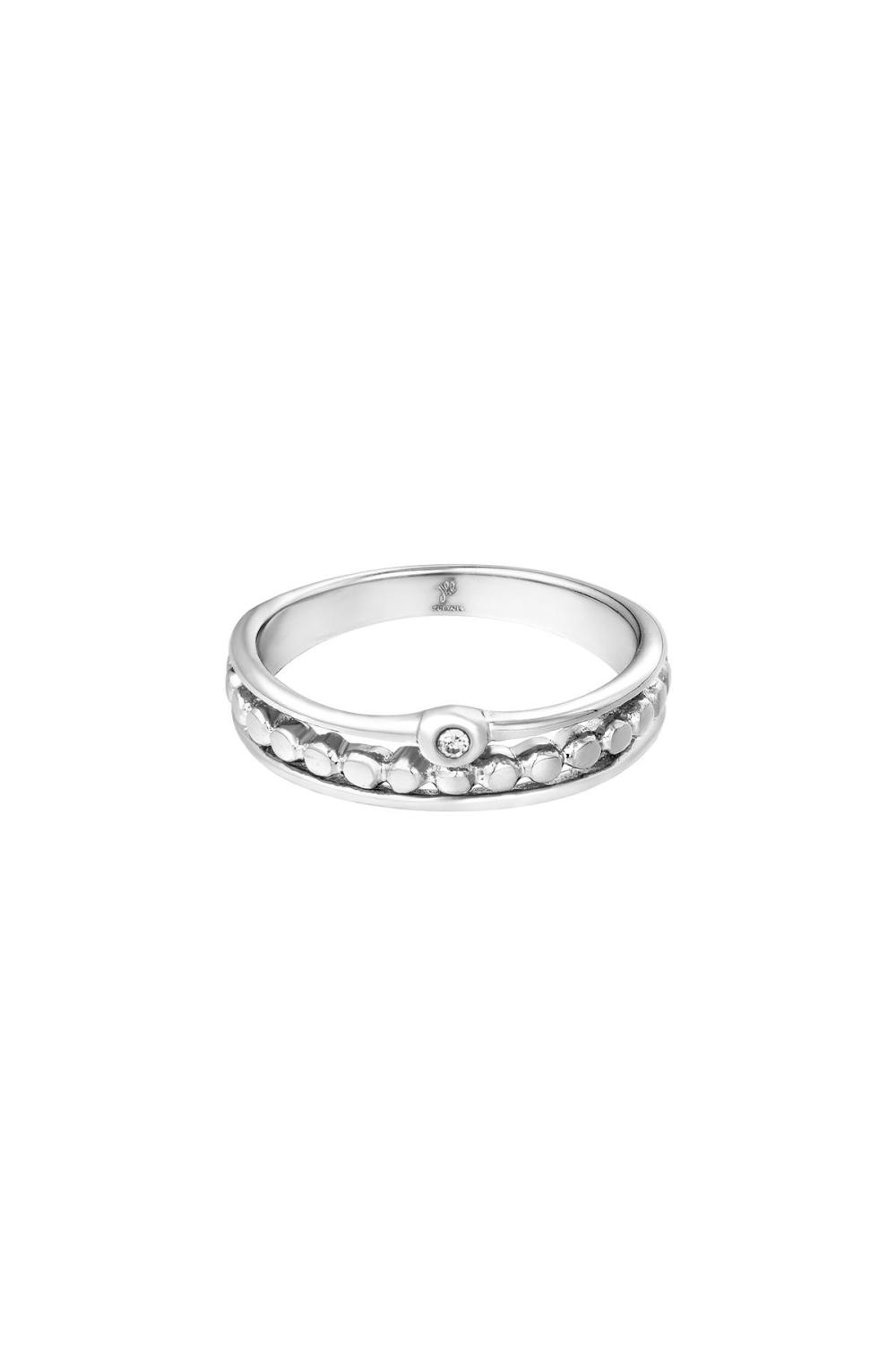 Bague En Acier Inoxydable À Pois Pierre Argenté 16
