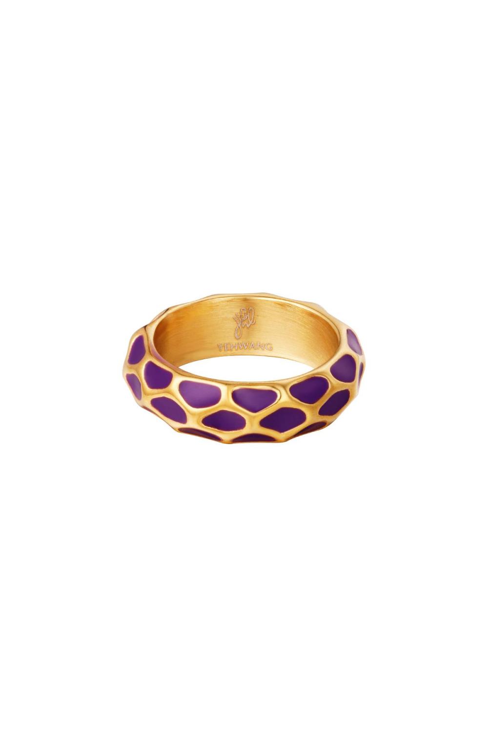 Bague Motif Girafe Violet Acier Inoxydable 16 