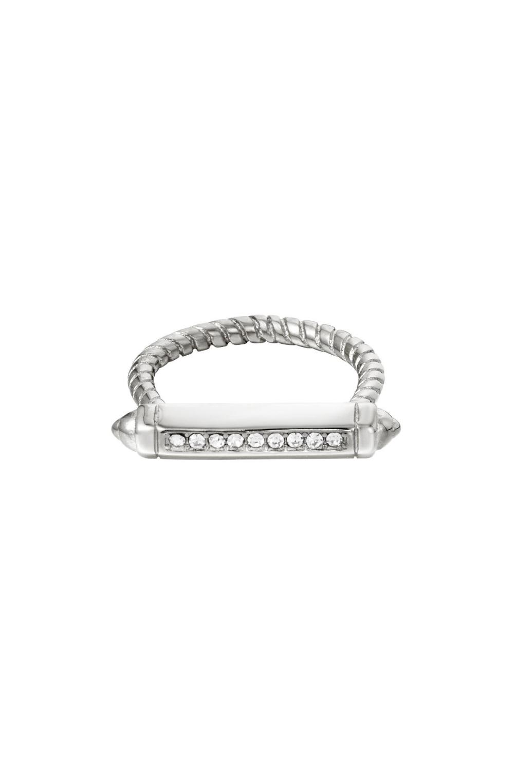 Bague Barre Torsadée Argenté Acier Inoxydable 16 