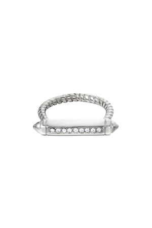 Bague Barre Torsadée Argenté Acier Inoxydable 16 h5 