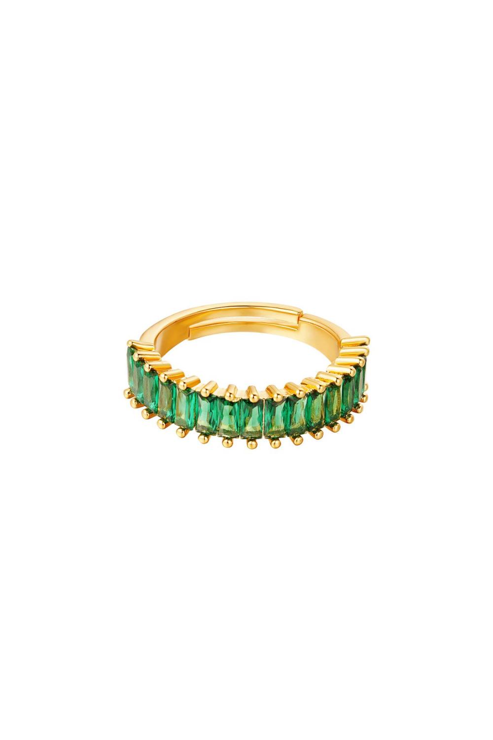 Bague Réglable Pierres Précieuses Colorées Vert Cuivré One Size 