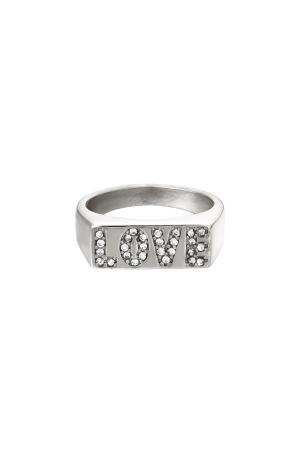 Bague En Acier Inoxydable Love Avec Détails En Zircon Argenté 16 h5