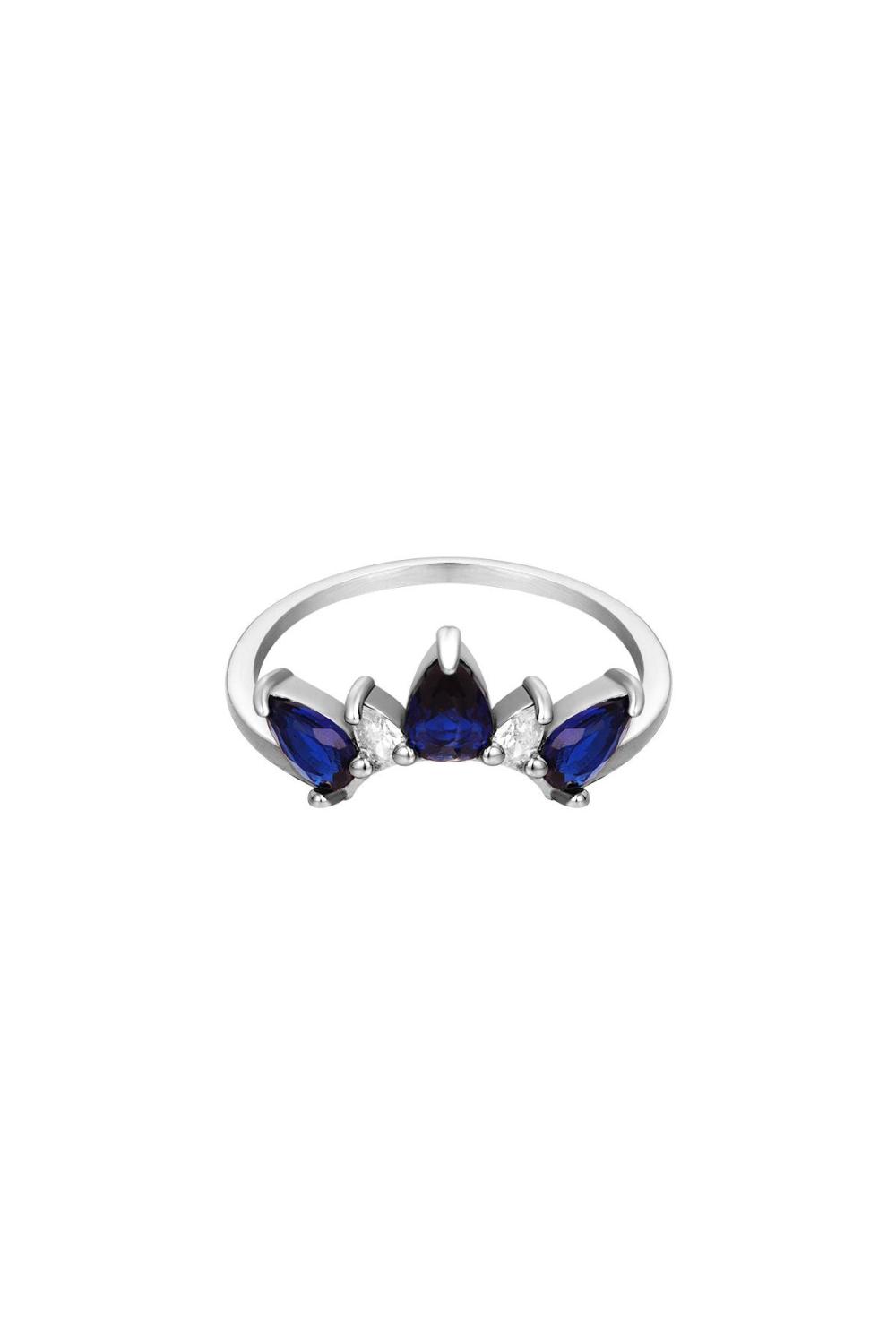 Bague Couronne Argenté Acier Inoxydable 16 