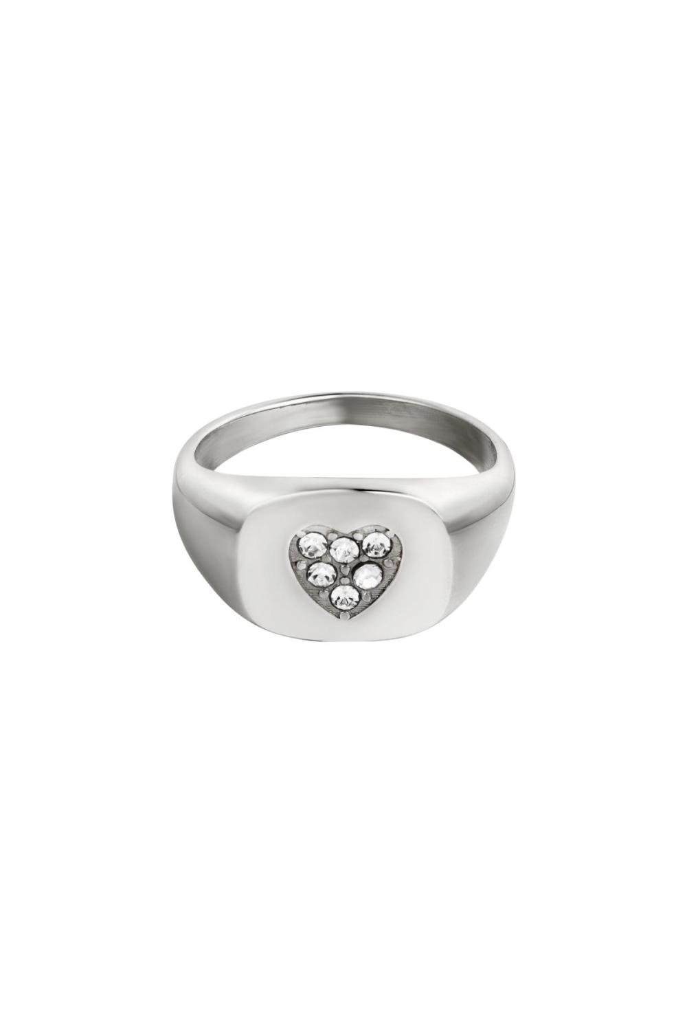 Bague Coeur En Acier Inoxydable Argenté 16