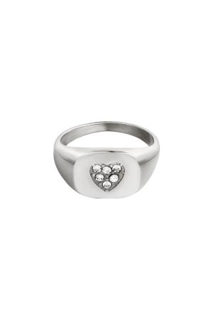 Bague Coeur En Acier Inoxydable Argenté 16 h5