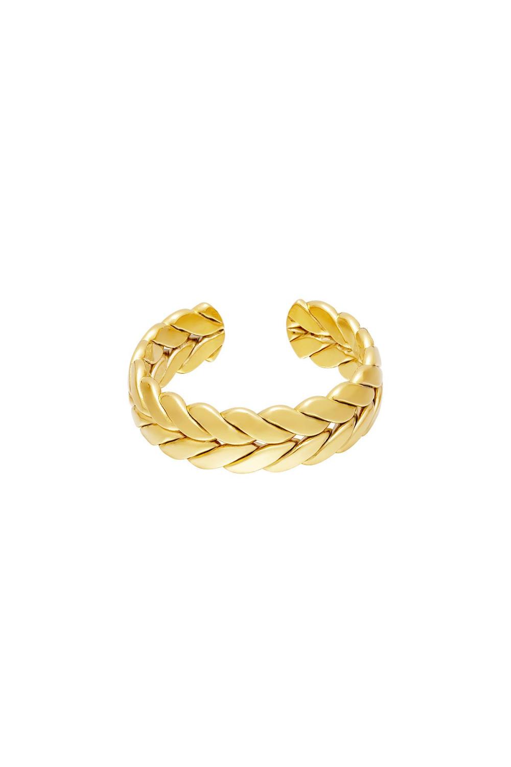 Bague En Acier Inoxydable Couleur Or One Size 