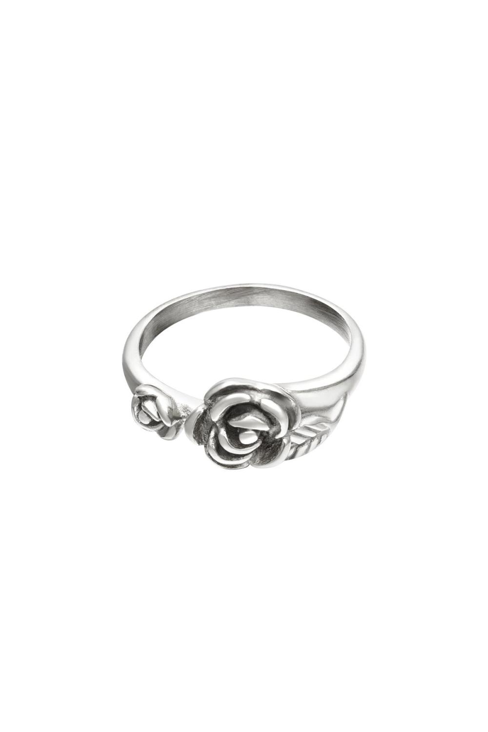 Bague Rose Argenté Acier Inoxydable 16 