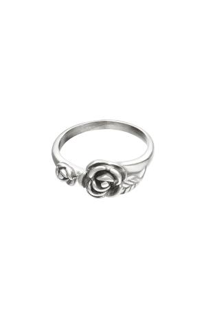 Bague Rose Argenté Acier Inoxydable 16 h5 