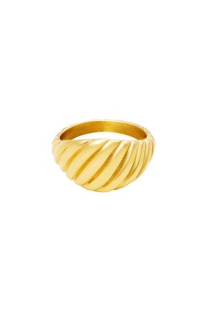 Ring Baquette Couleur Or Acier Inoxydable 16 h5 