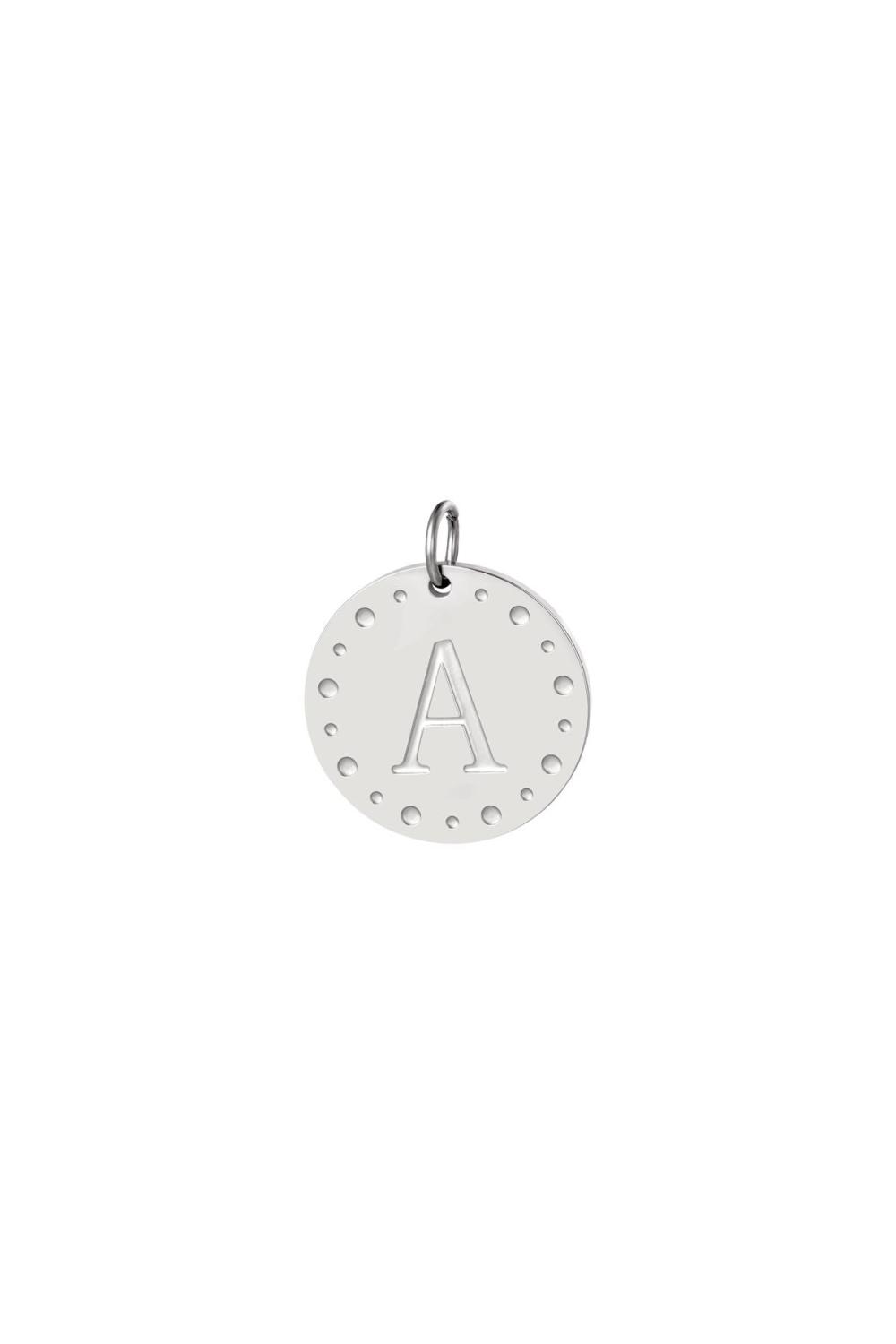 Charm Cercle Initiale A Argenté Acier Inoxydable 