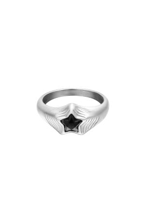 Bague Zircon Étoile Argenté Acier Inoxydable 16 h5