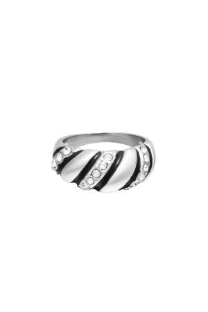 Bague En Acier Inoxydable Déclaration Zircon Tourbillon Argenté 16 h5