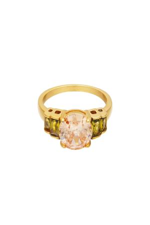 Bague De Déclaration Avec Pierre Zircone Ronde Couleur Or Acier Inoxydable 16 h5