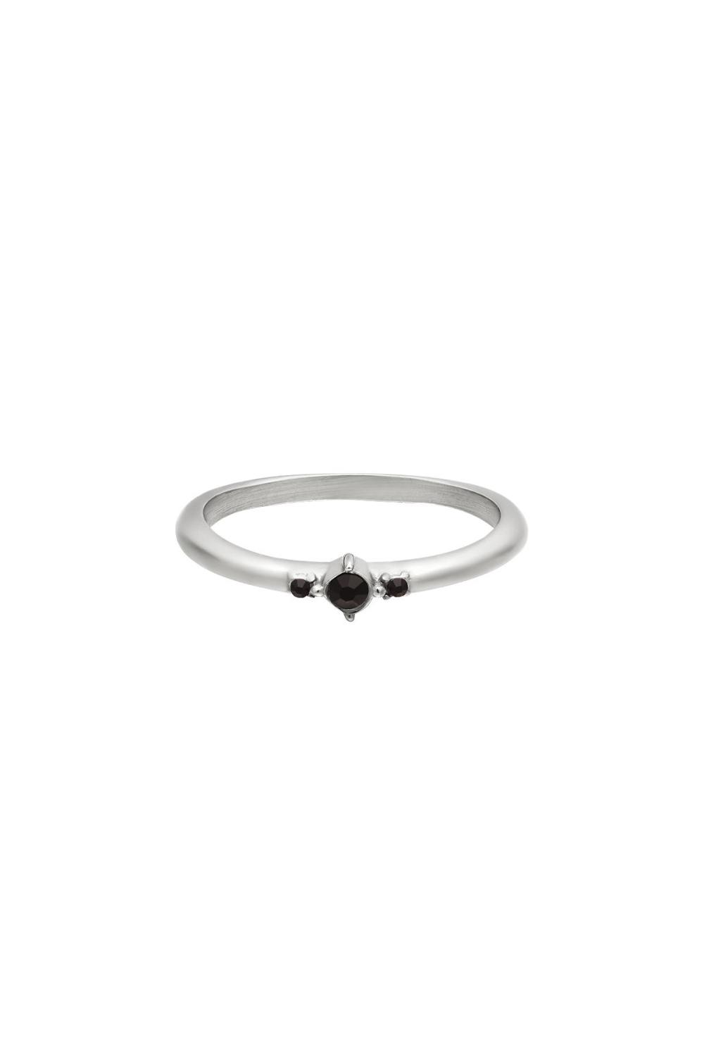 Bague En Acier Inoxydable Avec De Minuscules Pierres De Zircon Argenté 16