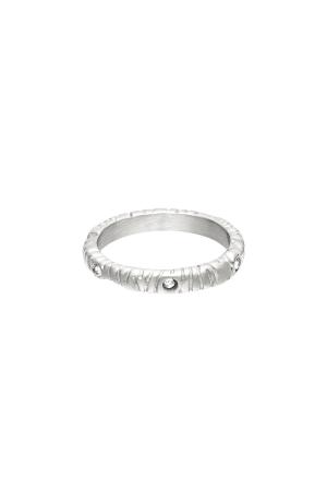 Bague Avec Pierre Zircon Et Rayures Zébrées Argenté Acier Inoxydable 16 h5 